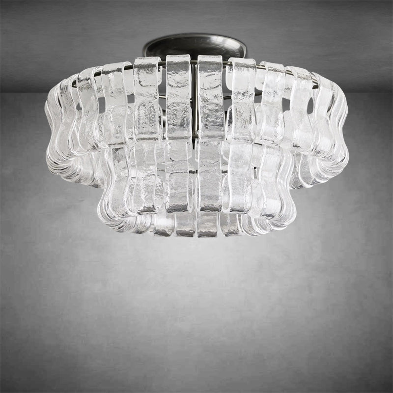 Denise Ghiaccio Glass Flush Mount Chandelier For Bedroom