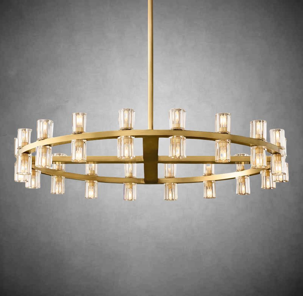 Aeabally Wine-glass Round Vintage Candle Chandelier 36"