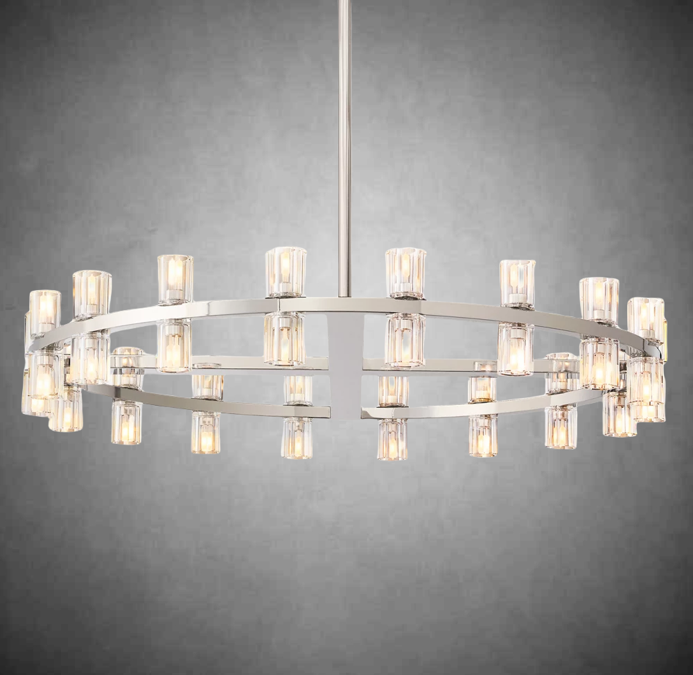 Wine-Glass Round Chandelier 36” D For Living Room
