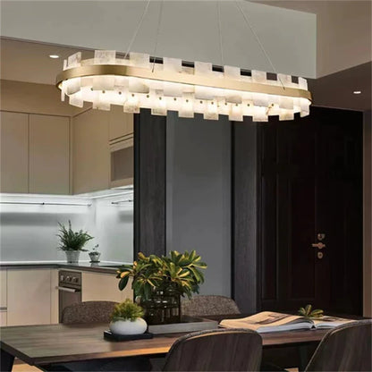 Denise Anita Modern Round Alabaster Chandelier For Living Room