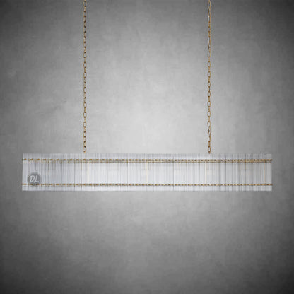 Golden Tea Modern Rectangle Glass Chandelier