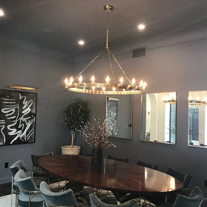 Horizon- Vintage glamorous metallic Filament Round Chandelier 26" 38"/ 50"/ 63"/ 73"