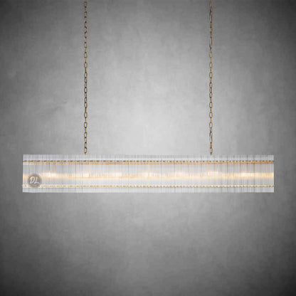 Golden Tea Modern Rectangle Glass Chandelier