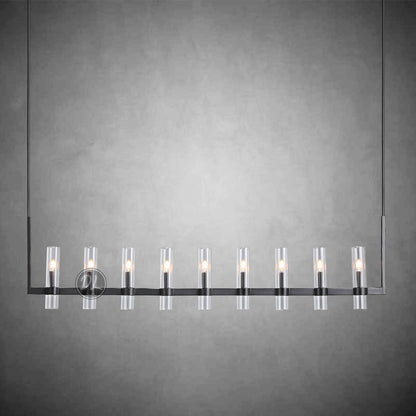 Crystalline Glass Shaded Modern Linear Chandelier 59''/ 71"