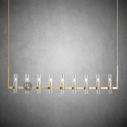 Crystalline Glass Shaded Modern Linear Chandelier 59''/ 71"
