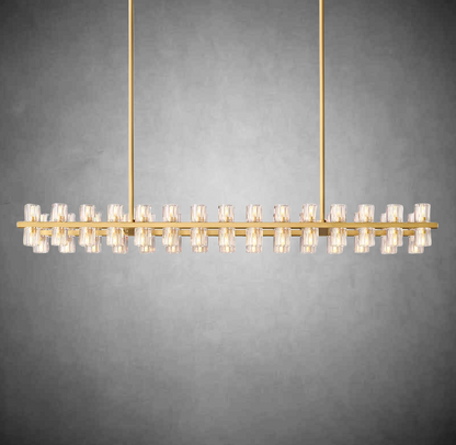 Wine-Glass Rectangular Island Chandelier 54" Over Kitchen Table