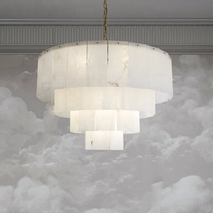 Classic Marble Multi-Layer Round Chandelier 31"