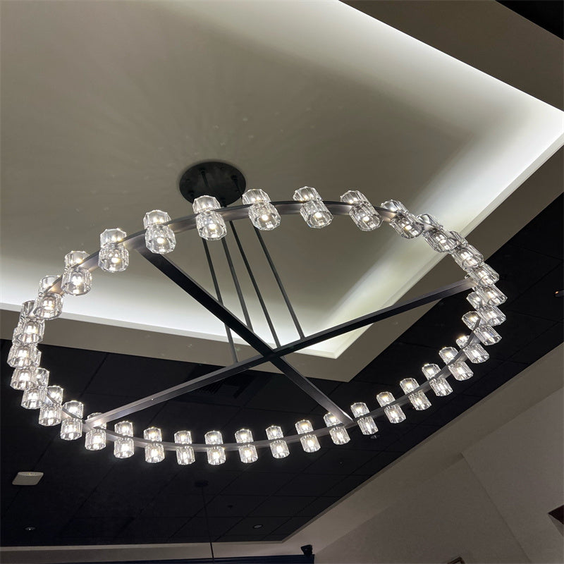 Modern Wine-Glass Round Glass Chandelier 36"/48"60"