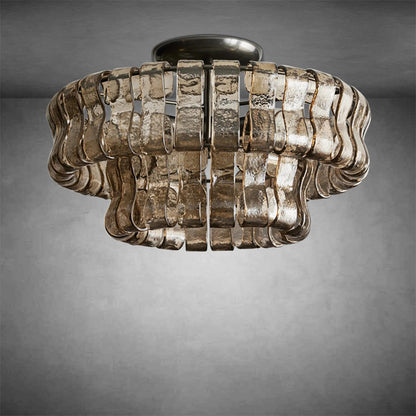 Denise Ghiaccio Glass Flush Mount Chandelier For Bedroom