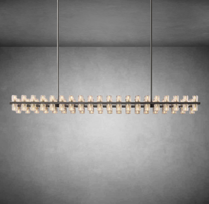 Wine-Glass Rectangular Modern Chandelier 72" Over Dining Table