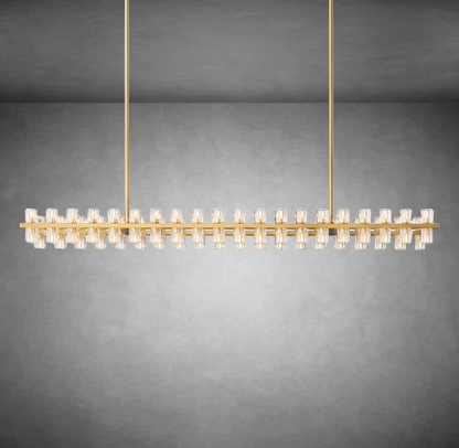 Wine-Glass Rectangular Modern Chandelier 72" Over Dining Table