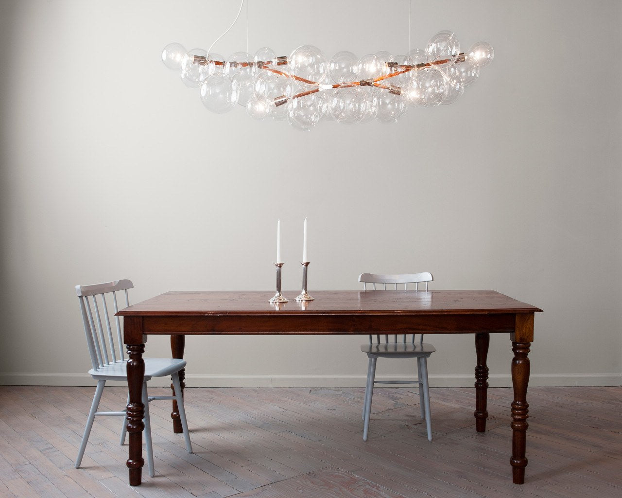 Oliver Bubble Glass Long Chandelier Wreath 48'' 62'' 80''