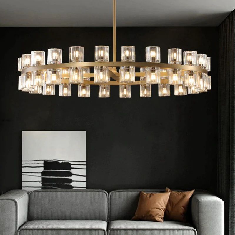Modern Wine-Glass Round Glass Chandelier 36"/48"60"