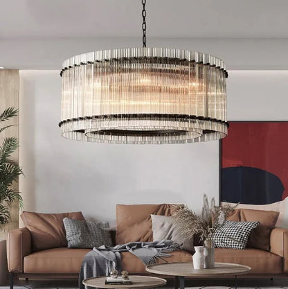 Golden Tea Modern Round Glass Chandelier 48"
