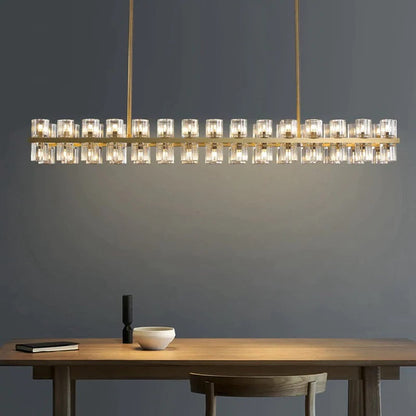 Wine-Glass Rectangular Island Chandelier 54" Over Kitchen Table