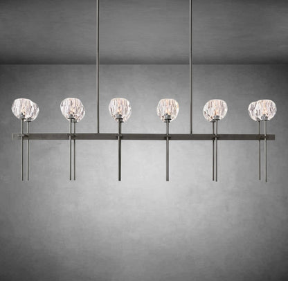 Bolura De Cristal Clear Glass Double Linear Chandelier