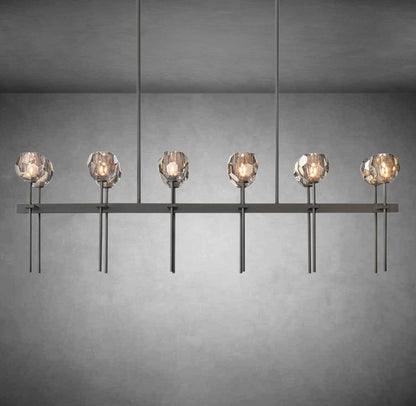 Bolura De Cristal Clear Glass Double Linear Chandelier