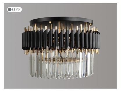 Deniselamp® Glacia Grand Black Modern Crystal Flush Mount Chandelier