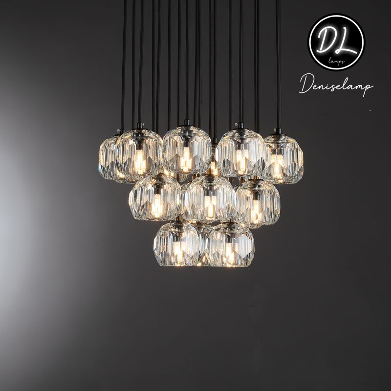 Dawn- Modern Design Hexagonal Crystal Ball Cluster Chandelier 14" / 18" / 24"