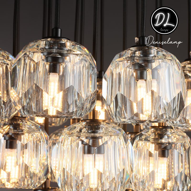 Dawn- Modern Design Hexagonal Crystal Ball Cluster Chandelier 14" / 18" / 24"