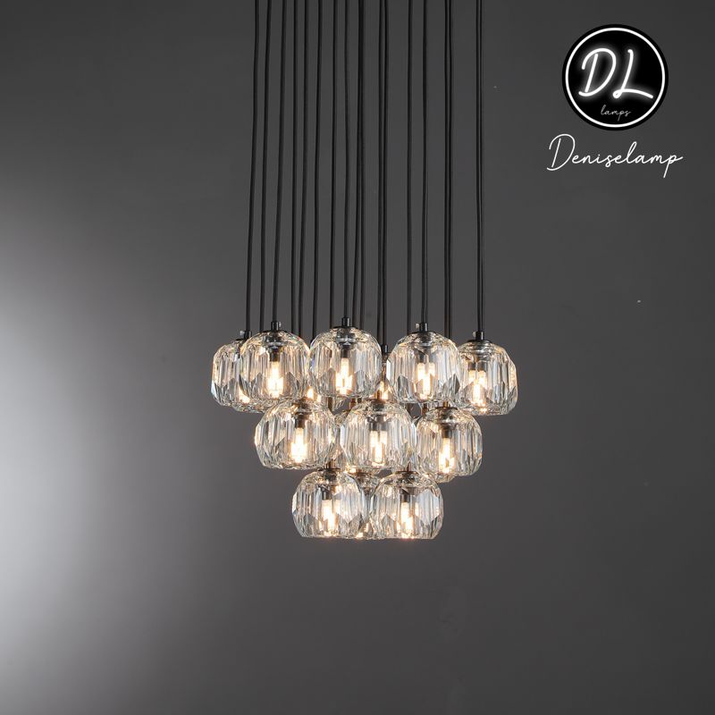 Dawn- Modern Design Hexagonal Crystal Ball Cluster Chandelier 14" / 18" / 24"