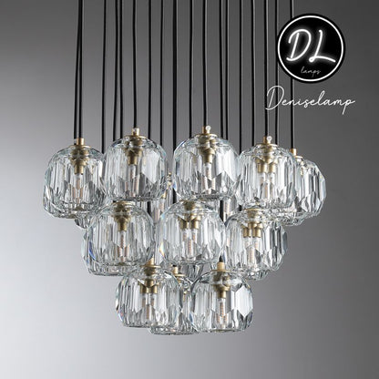 Dawn- Modern Design Hexagonal Crystal Ball Cluster Chandelier 14" / 18" / 24"