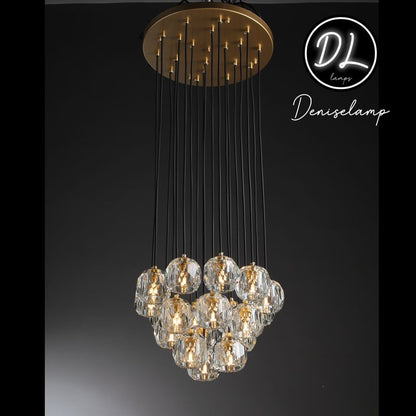 Dawn- Modern Design Hexagonal Crystal Ball Cluster Chandelier 14" / 18" / 24"