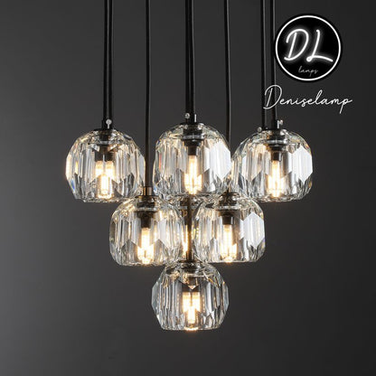 Dawn- Modern Design Hexagonal Crystal Ball Cluster Chandelier 14" / 18" / 24"
