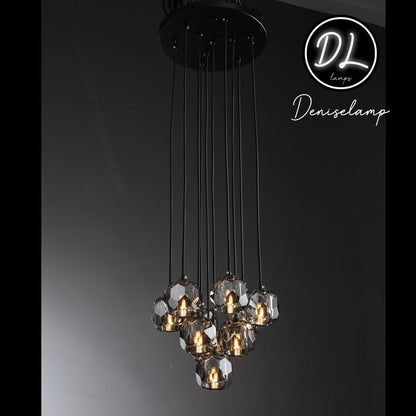 Dawn- Modern Design Hexagonal Crystal Ball Cluster Chandelier 14" / 18" / 24"