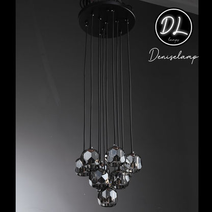 Dawn- Modern Design Hexagonal Crystal Ball Cluster Chandelier 14" / 18" / 24"