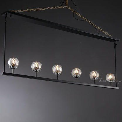 Dawn- Modern Design Niche Unique Hexagonal Crystal Ball Linear Chandelier 48"/60" Over Dining Table