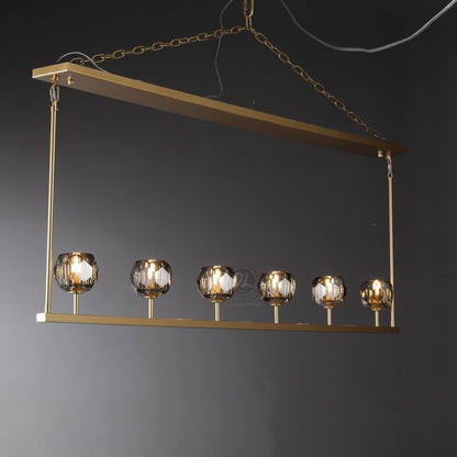 Dawn- Modern Design Niche Unique Hexagonal Crystal Ball Linear Chandelier 48"/60" Over Dining Table