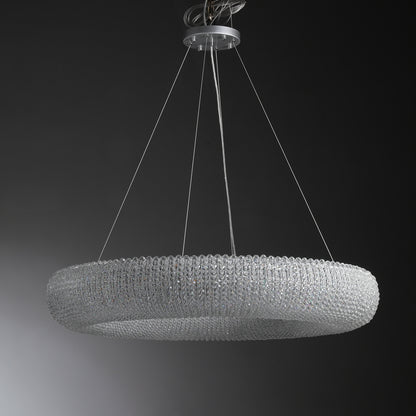 Customized Round Chandelier 59‘’- Full crystal, canopy 8''