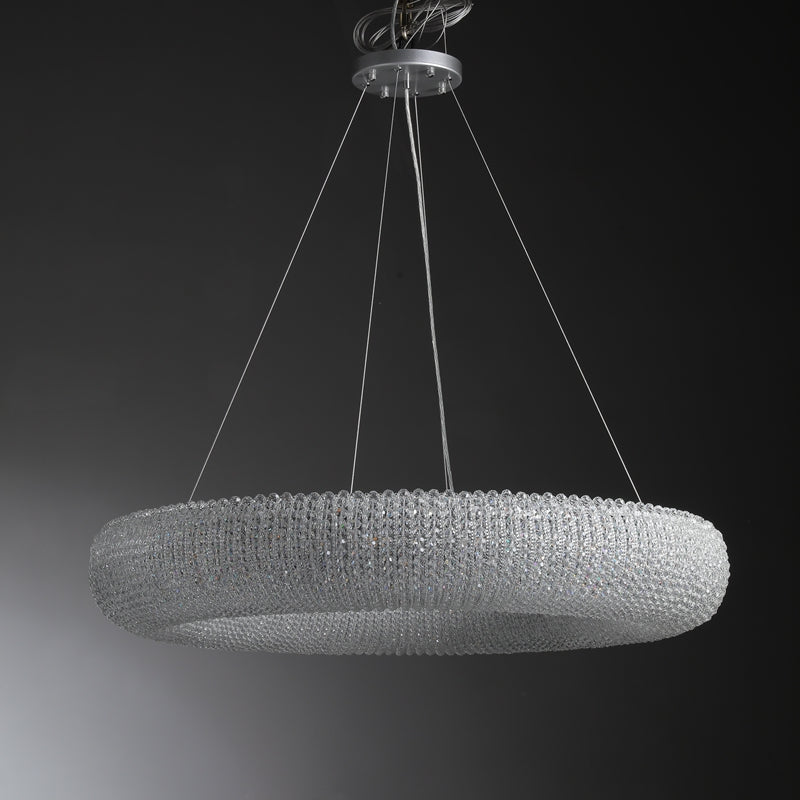 Customized Round Chandelier 59‘’- Full crystal, canopy 8''