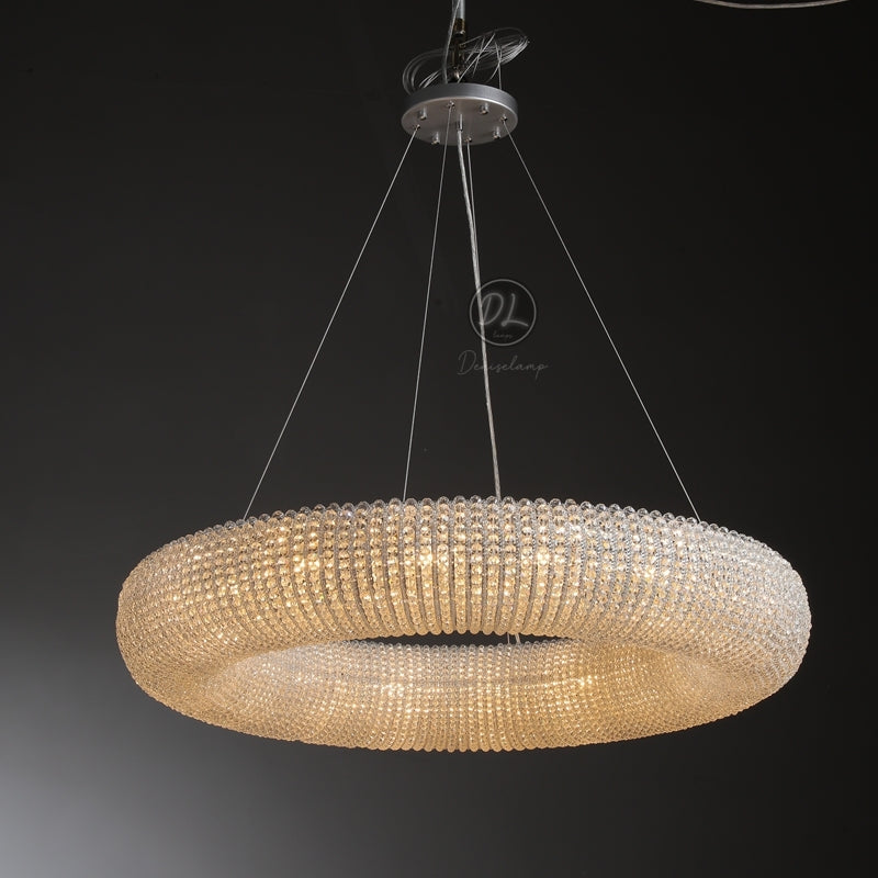 Customized Round Chandelier 59‘’- Full crystal, canopy 8''