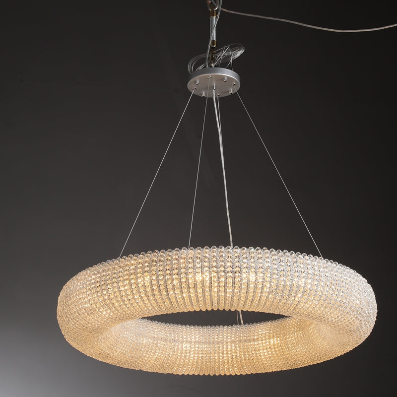 Customized Round Chandelier 59‘’- Full crystal, canopy 8''