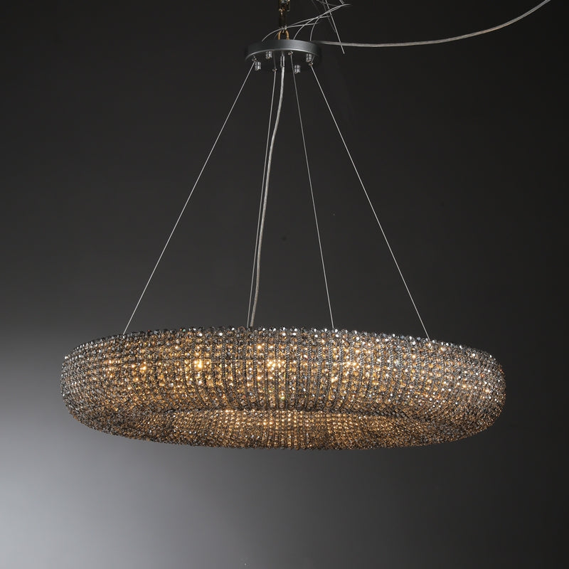 Customized Round Chandelier 59‘’- Full crystal, canopy 8''
