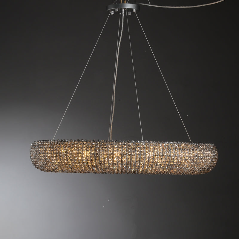 Customized Round Chandelier 59‘’- Full crystal, canopy 8''