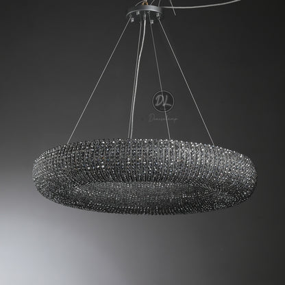 Customized Round Chandelier 59‘’- Full crystal, canopy 8''