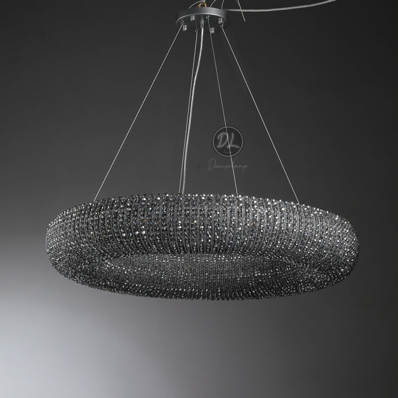 Customized Round Chandelier 59‘’- Full crystal, canopy 8''