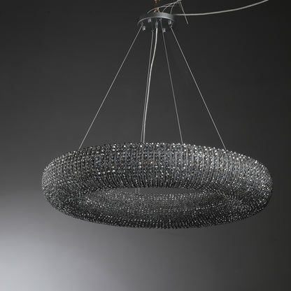 Customized Round Chandelier 59‘’- Full crystal, canopy 8''
