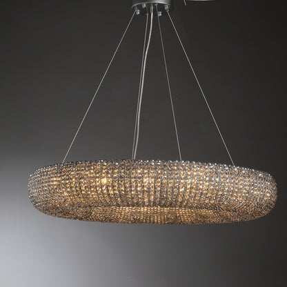 Customized Round Chandelier 59‘’- Full crystal, canopy 8''