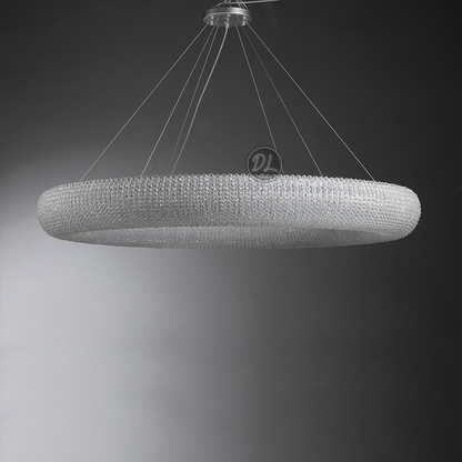 Customized Round Chandelier 59‘’- Full crystal, canopy 8''