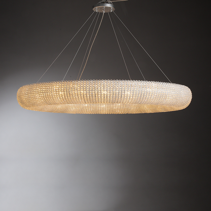 Customized Round Chandelier 59‘’- Full crystal, canopy 8''