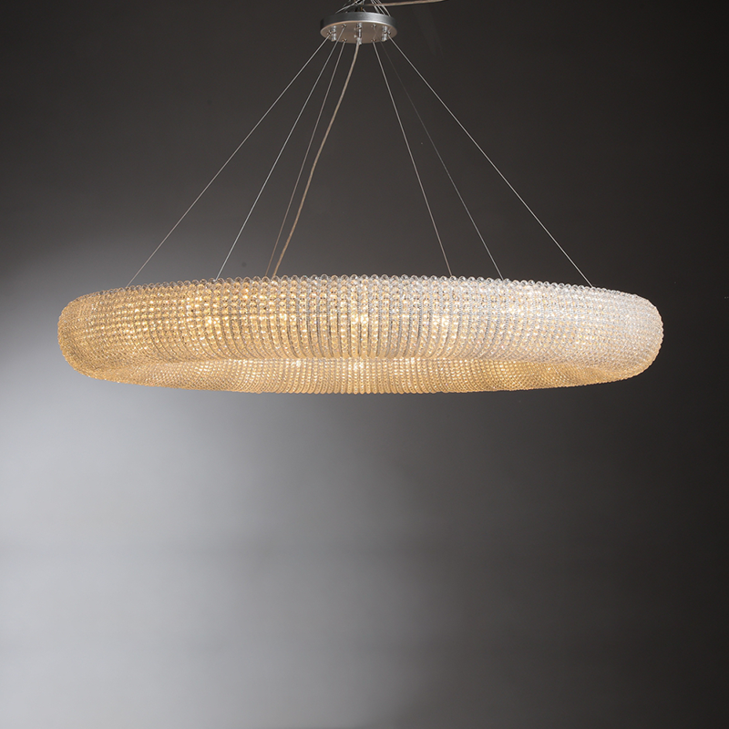 Customized Round Chandelier 59‘’- Full crystal, canopy 8''
