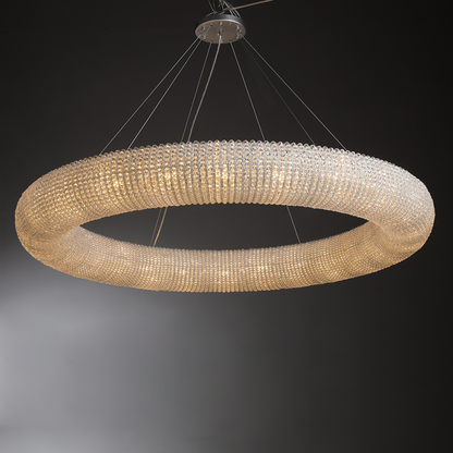 Customized Round Chandelier 59‘’- Full crystal, canopy 8''