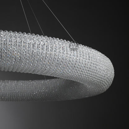 Customized Round Chandelier 59‘’- Full crystal, canopy 8''
