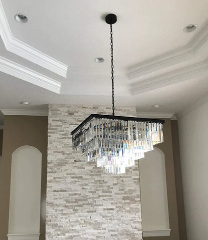 Extra Large Square Multi-layers Crystal Chandelier Modern Light