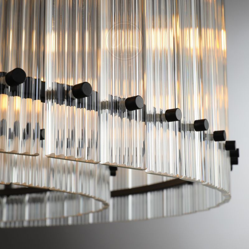 Golden Tea Modern Round Glass Chandelier 37"