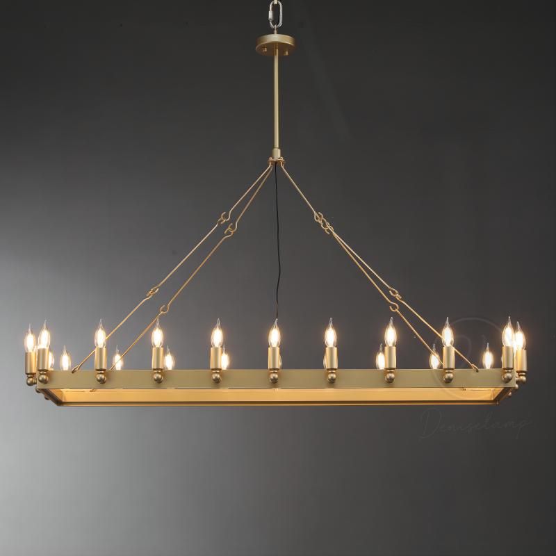 Horizon- Vintage metallic Filament Rectangular Chandelier 41"W/ 52"W